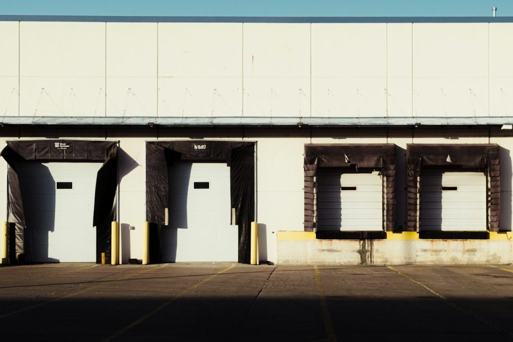 Loading docks on a warehouse building